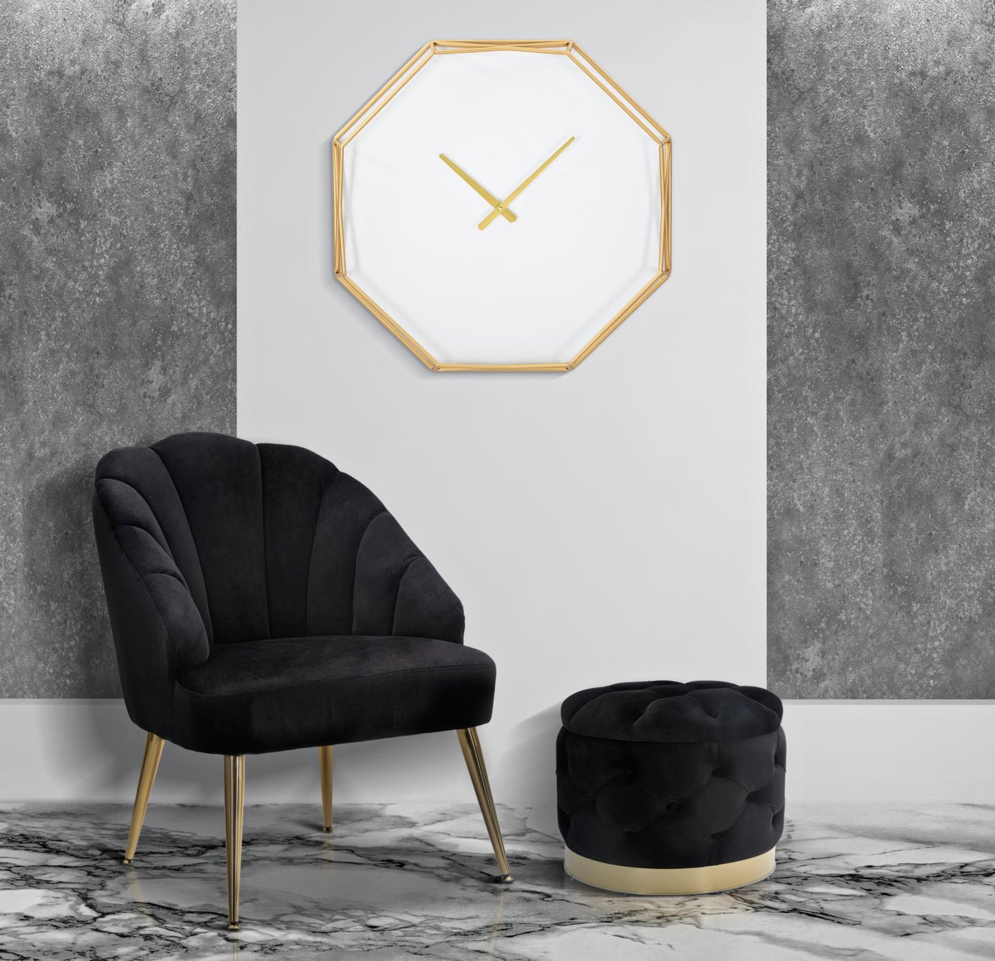 Wandklok Goldy Octagonaal Glam 56x56x6.5 cm