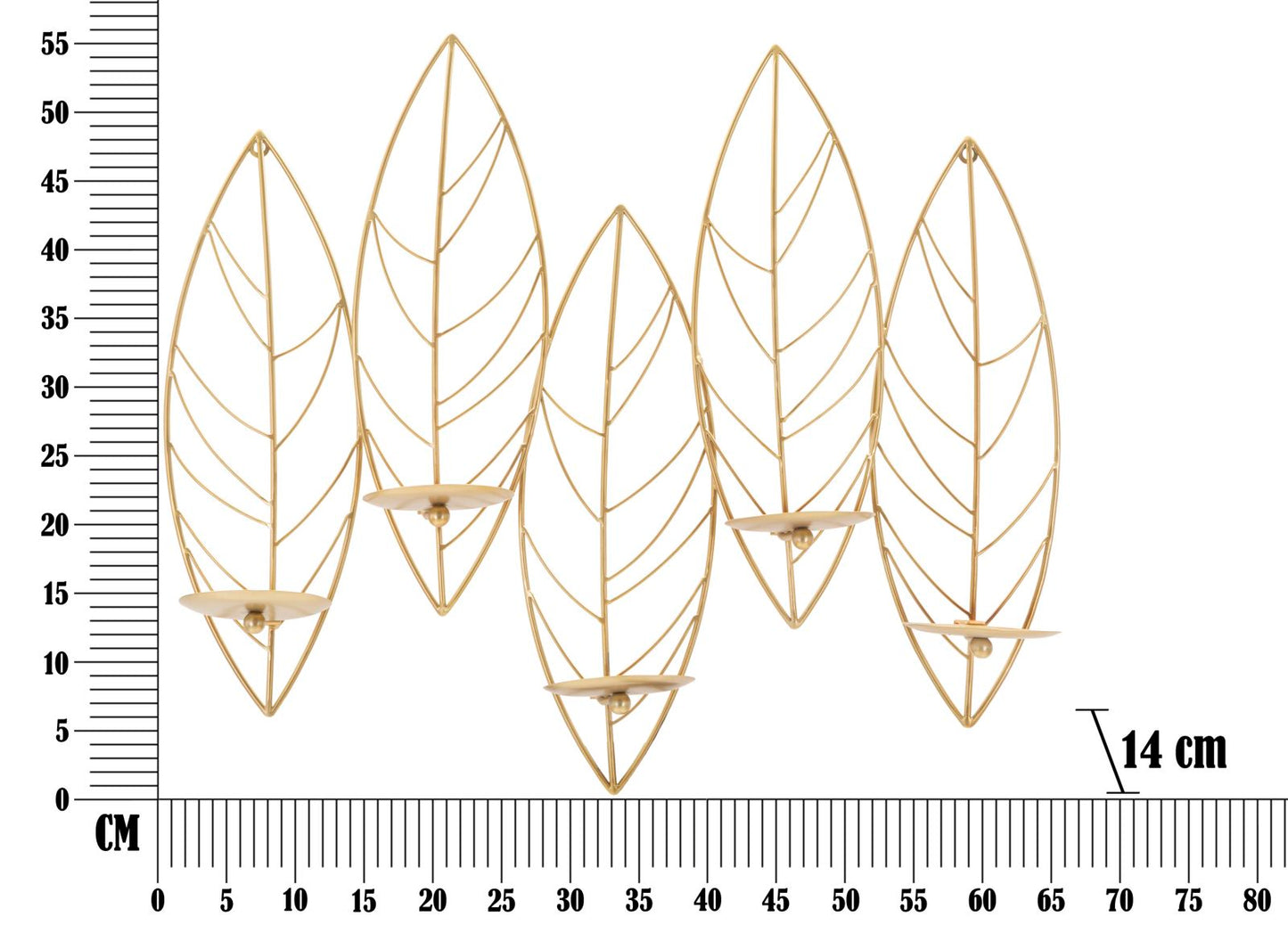 Wandkaarsenhouder Leaf Glam 56x66x14 cm