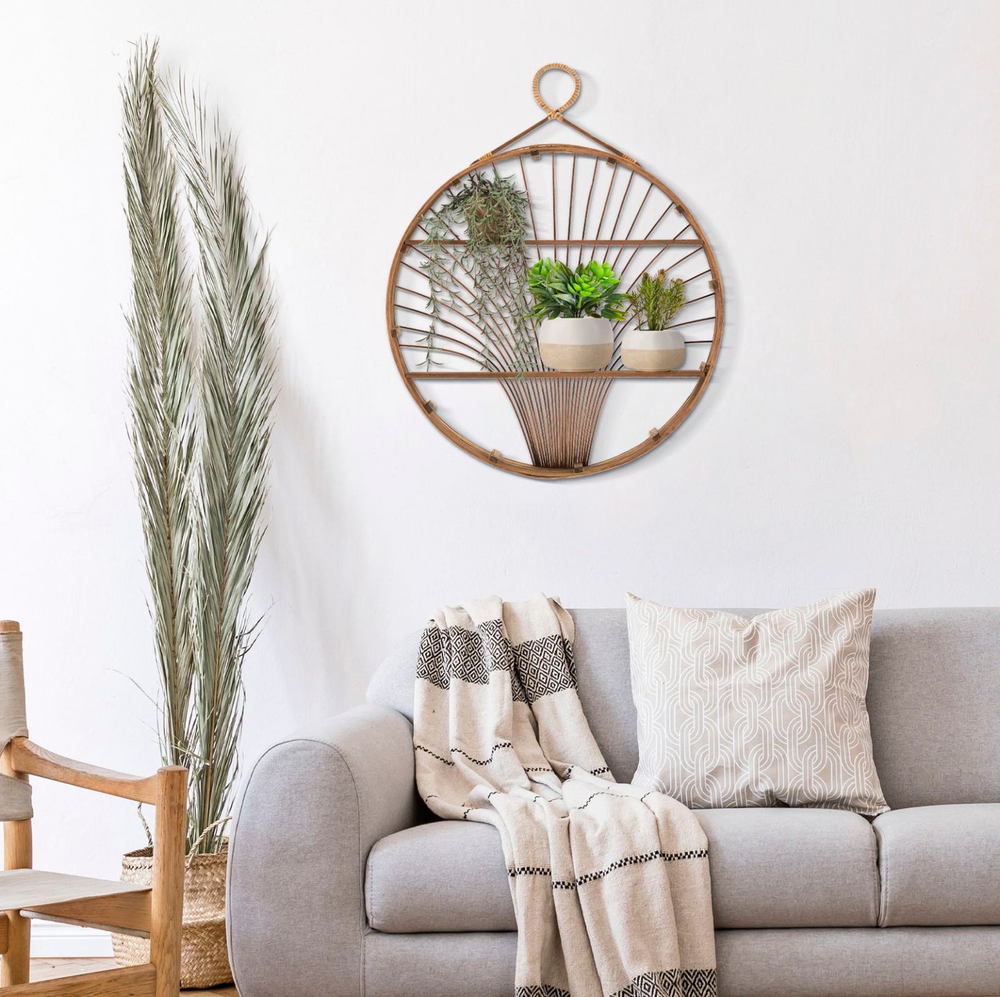 Wandplank Fuji Met Rattan 76x60.5x10.5 cm