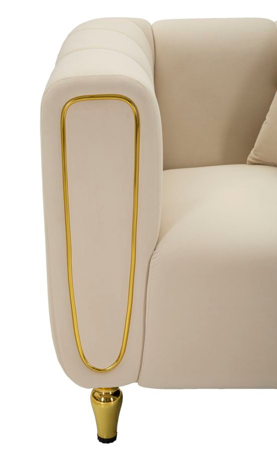 Fauteuil Alma Crème Met Gouden Poten 71x81x97 cm