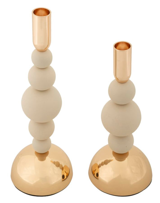 Kaarsenhouder Bolly Crème Set 2 Stuks