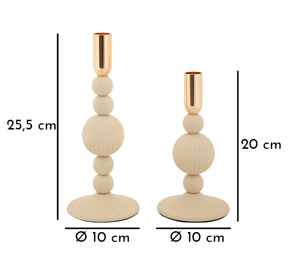 Kandelaar Aster Crème Set 2 Stuks