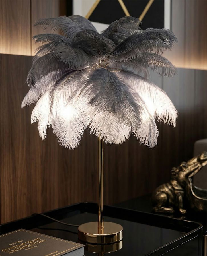 Tafellamp Palm Goud en Grijs 55x40x40 cm