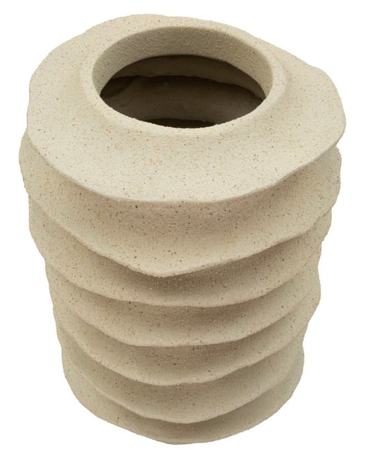 Japandi Vaas Met Golfpatroon Zand 47x29x29 cm
