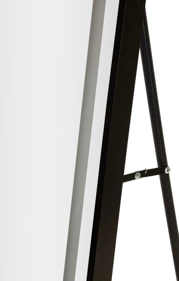 Gewelfde Spiegel met LED Verlichting en Zwart Frame 170x70x4 cm