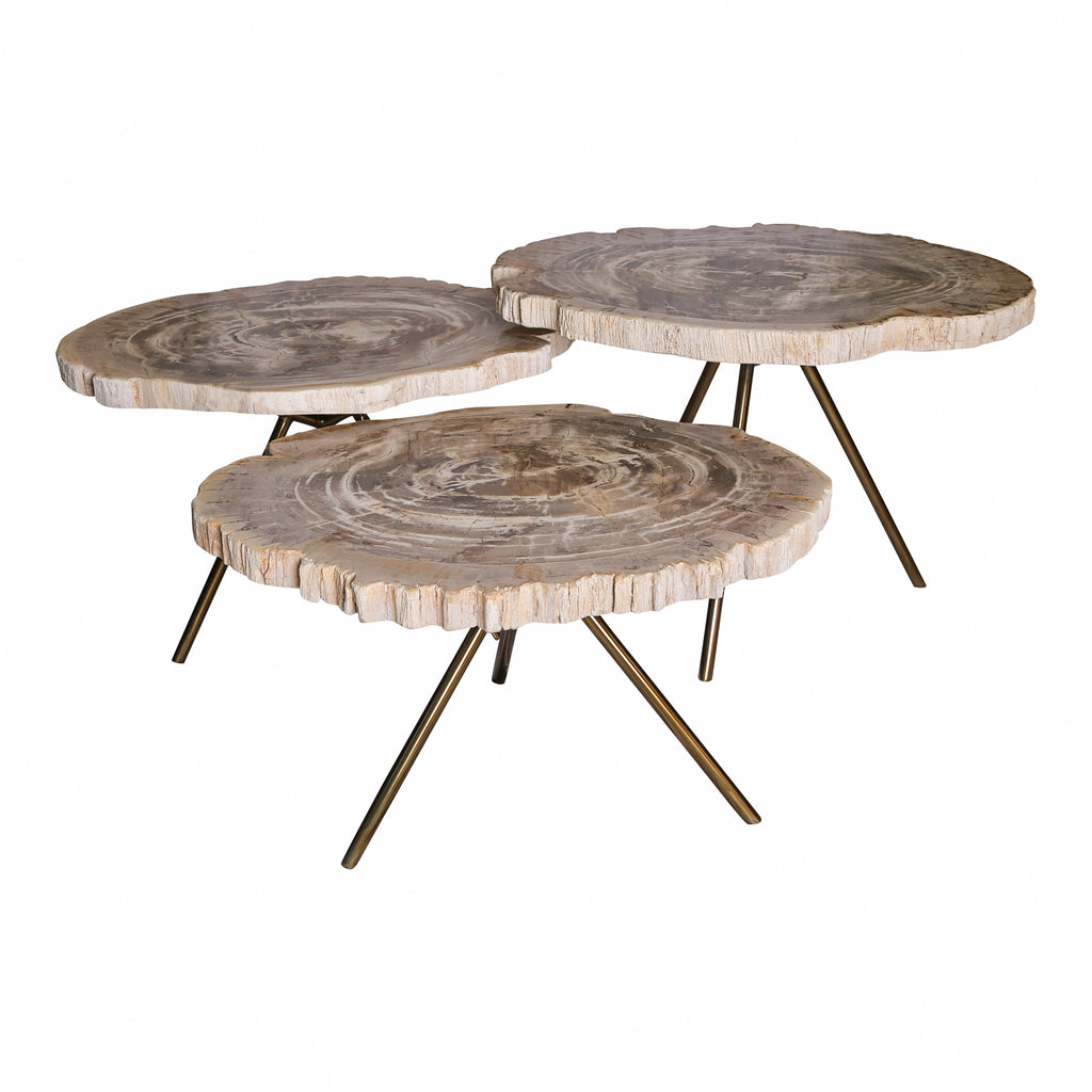 New Khine creme versteend hout koffietafel rond sv