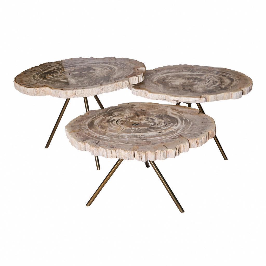 New Khine creme versteend hout koffietafel rond sv