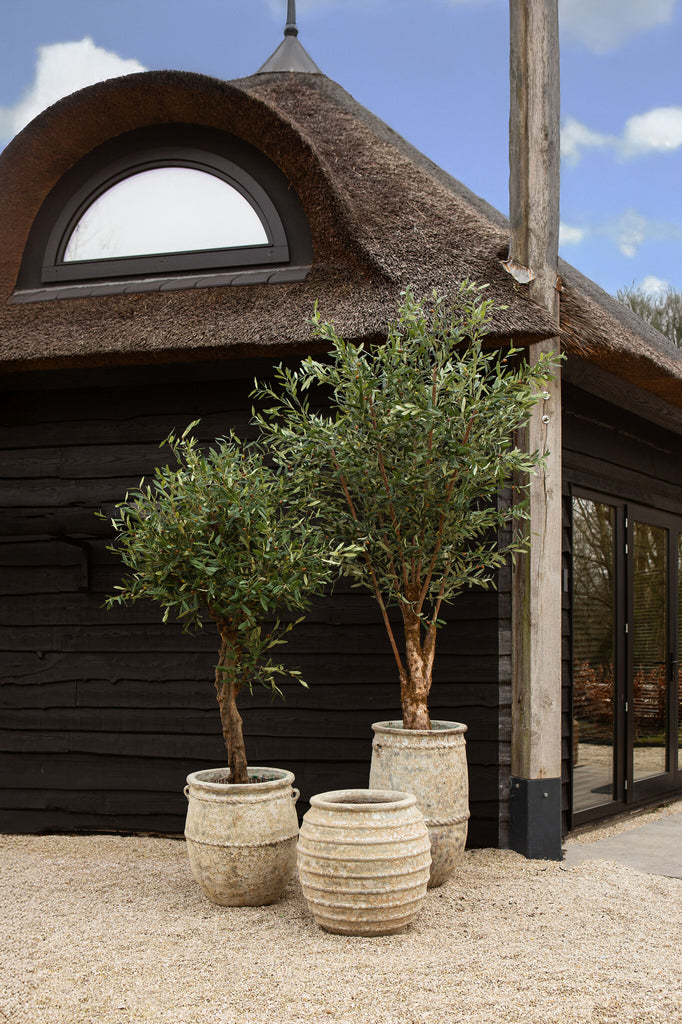 Tony Grey grote keramische pot rond laag