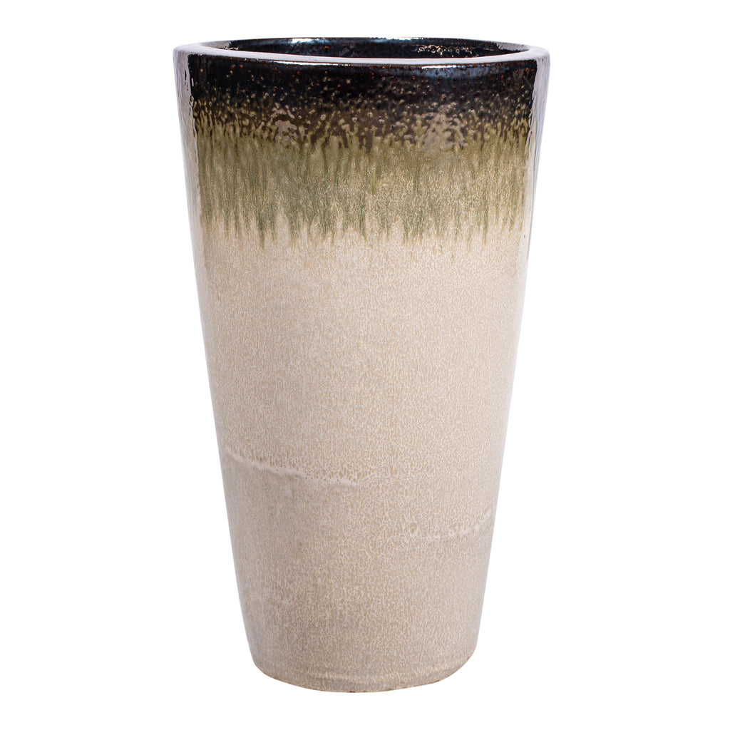 Relly Bronzen parel twee tinten keramische pot hoog rond