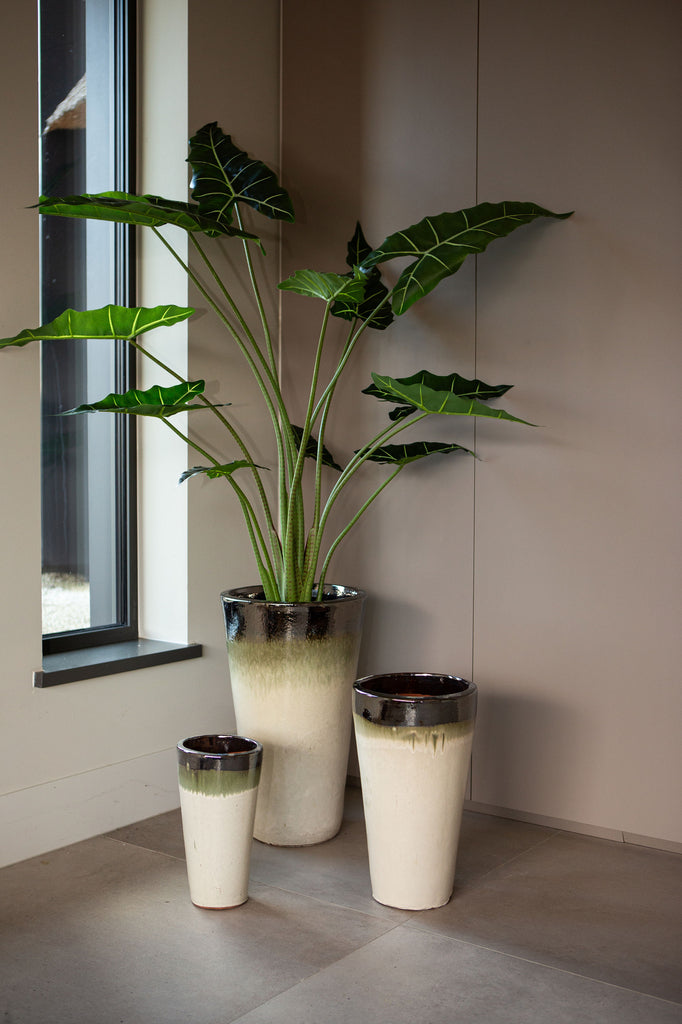Relly Bronzen parel twee tinten keramische pot hoog rond