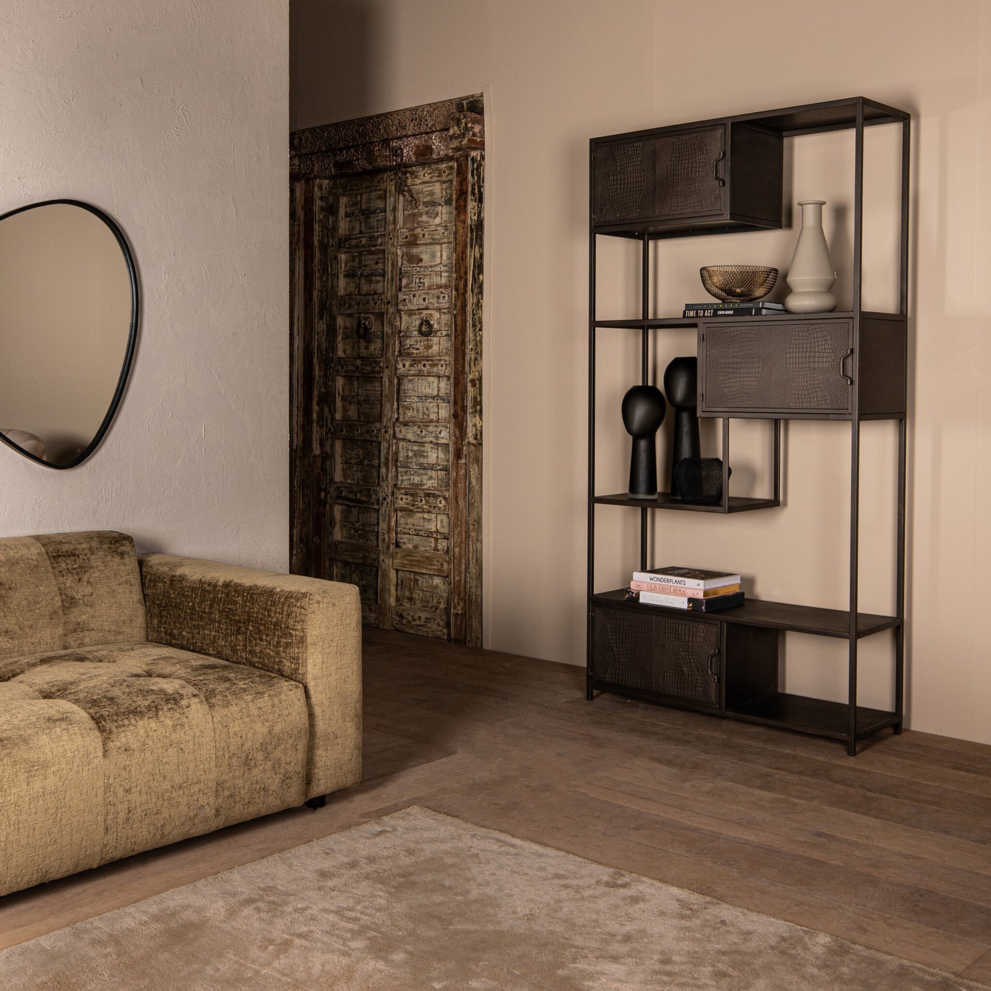 Duana Playful Rusty Black Iron High Cabinet