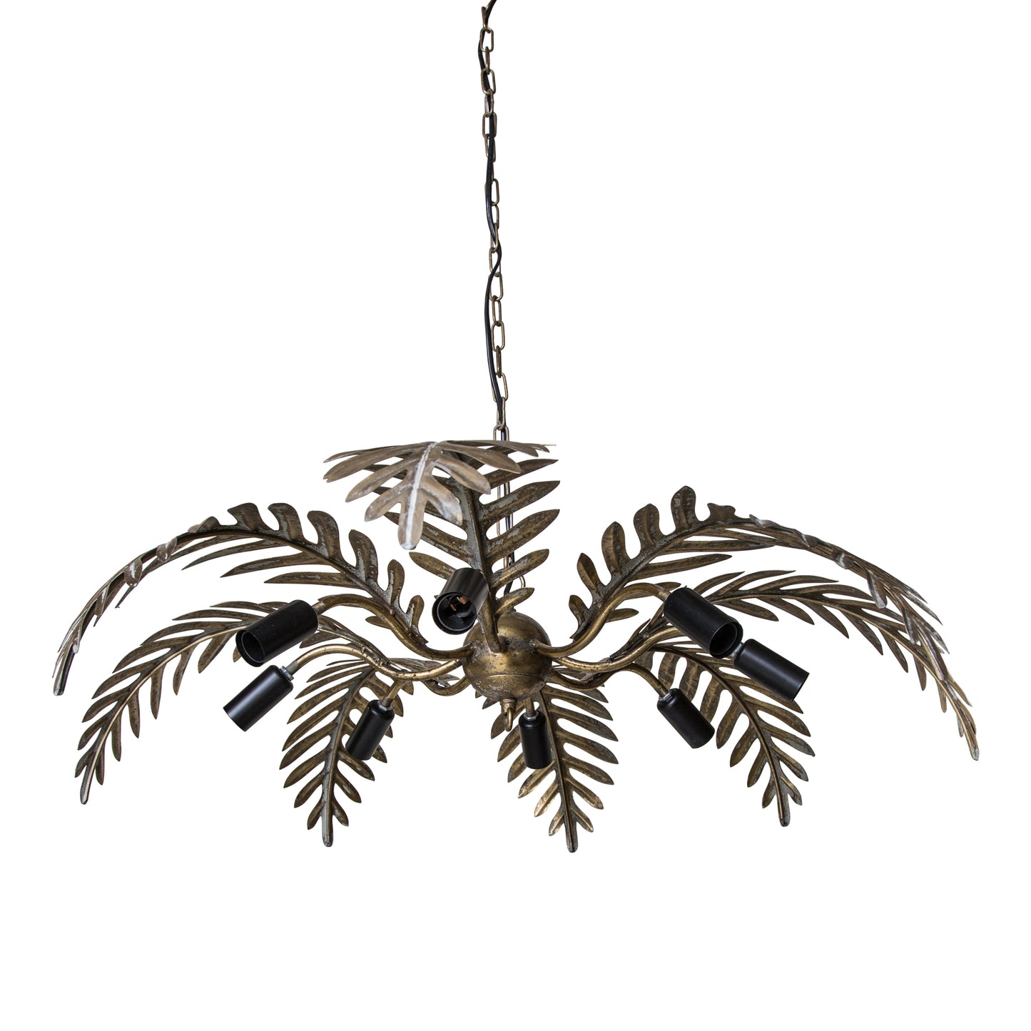 Moira Gold Metal Hanging Lamp Palm Leaf Wide