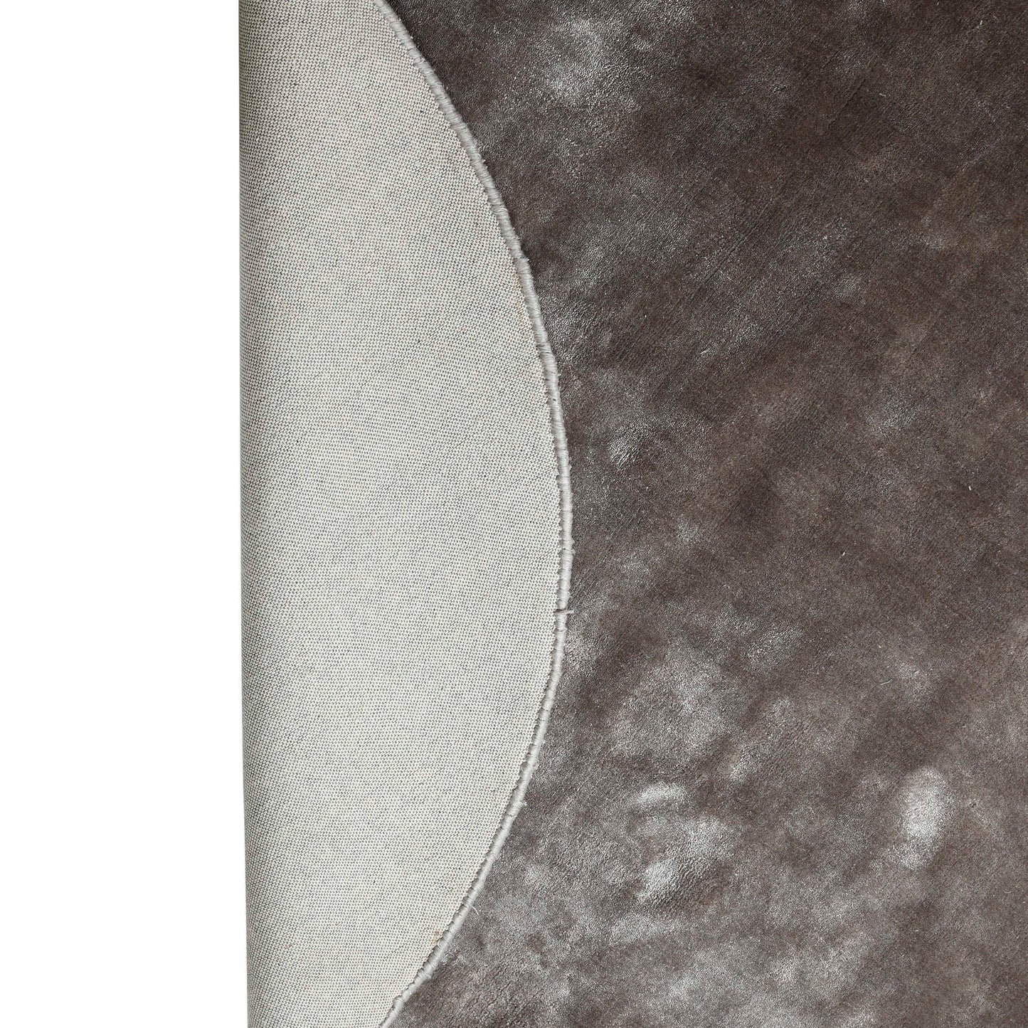 Flavia Grey Viscose Handwoven Carpet Round L