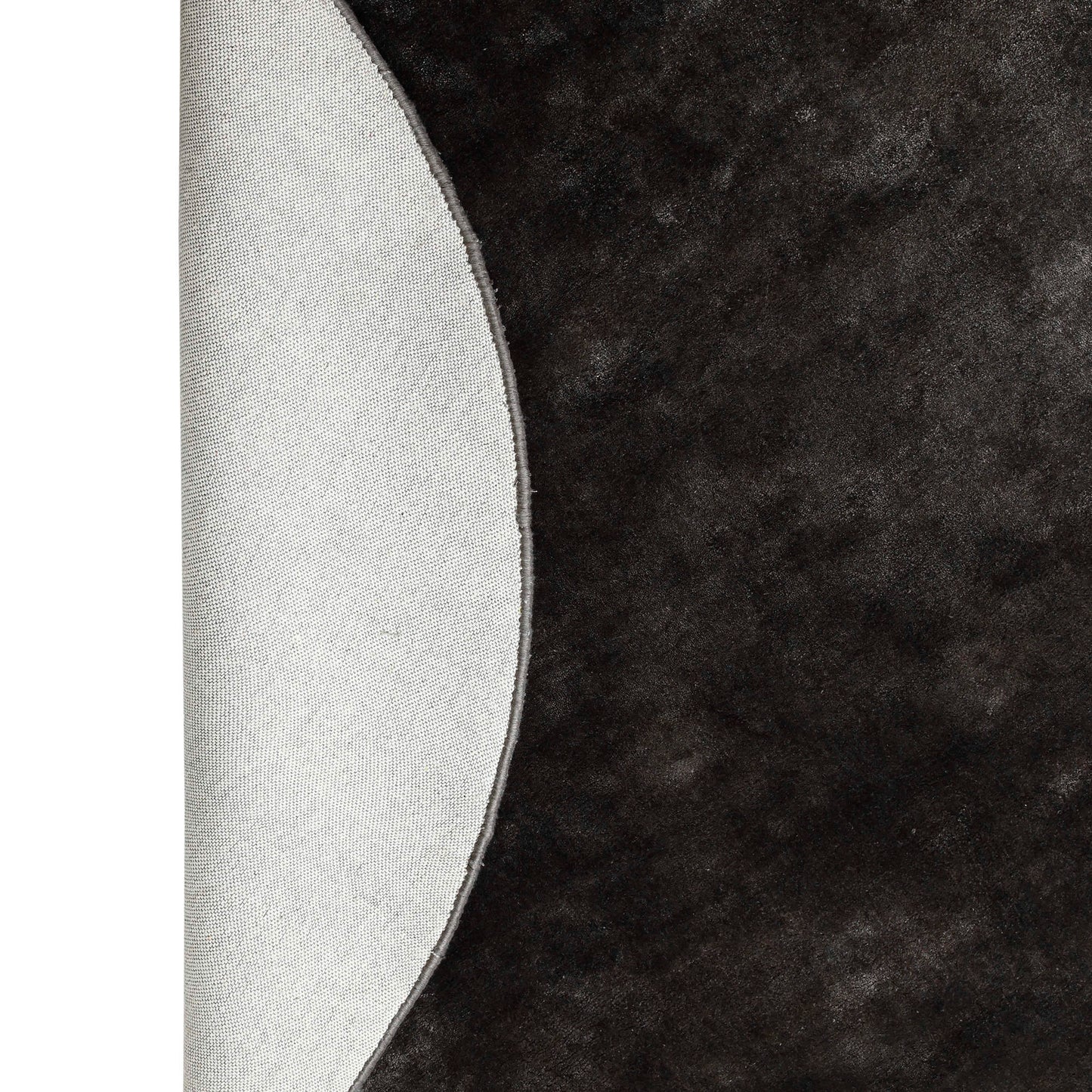 Flavia Black Viscose Handwoven Carpet Round L