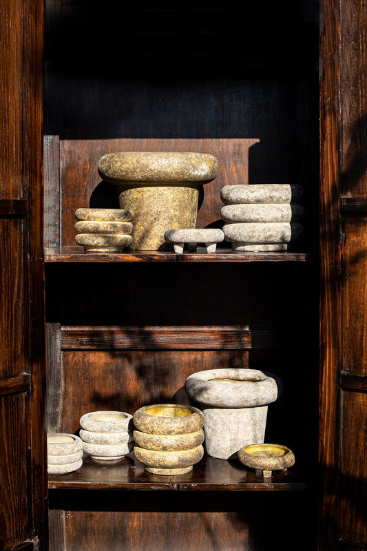 Relandi Gold Cement Pot Cone Thick Border Round S