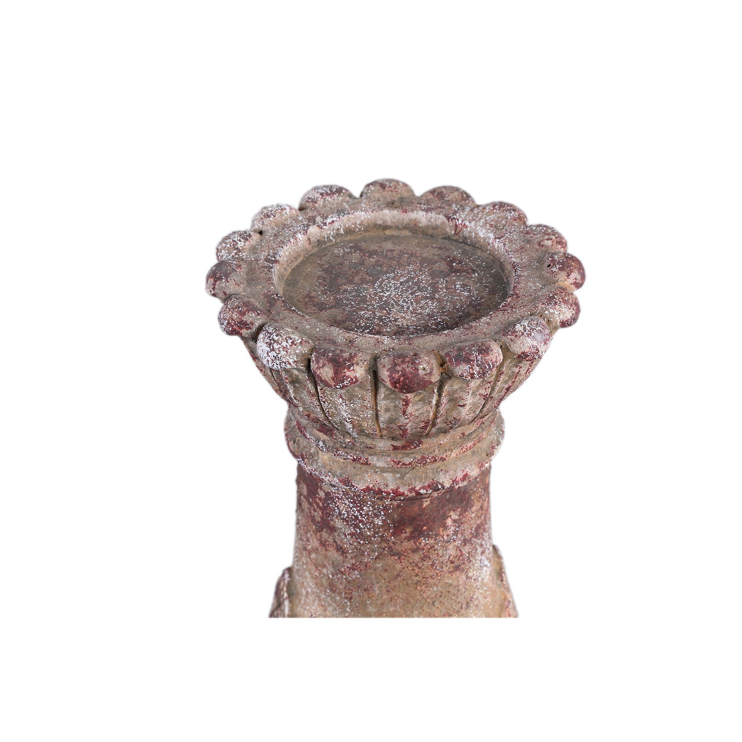 Burnt Red Kandelaar Set van 4 Stuks – Cream Cement Vierkante Basis - 4 Sets 30x16x16 cm