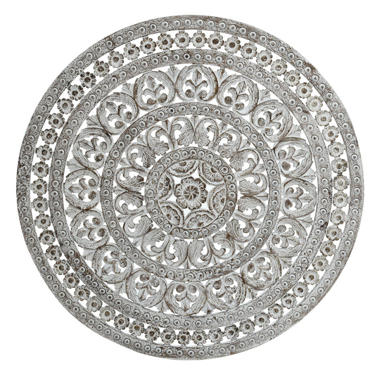 Jazzlyn White Antique MDF Wall Panel Round Carved