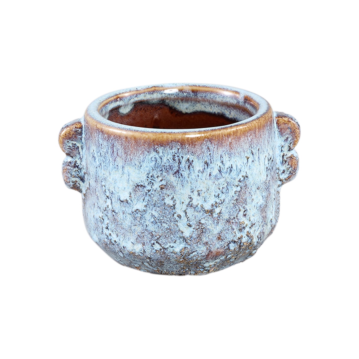 Shay Blue Glazed Keramische Pot Met Oren Set Van 18 Stuks - 18 Sets 6x9x8 cm
