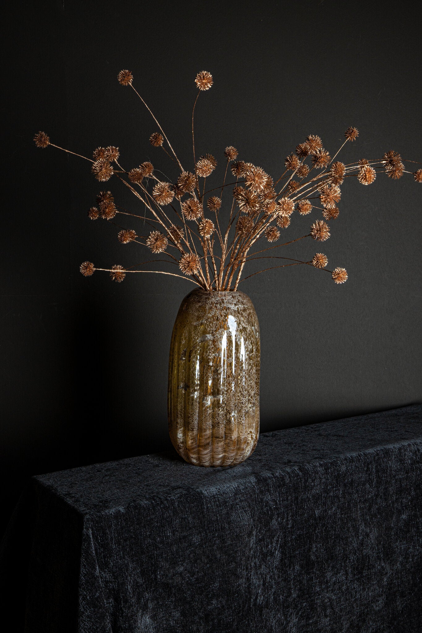 Twig Plant Koperkleurige Billy Buttons Spray - Set van 12 89x47x17 cm