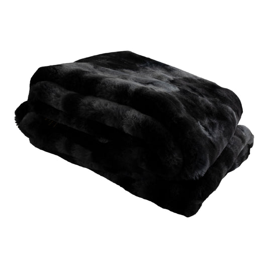 Linde Zwart Nepbont Geruite Plaid in Geschenkdoos 150 x 200 cm 2x150x200 cm