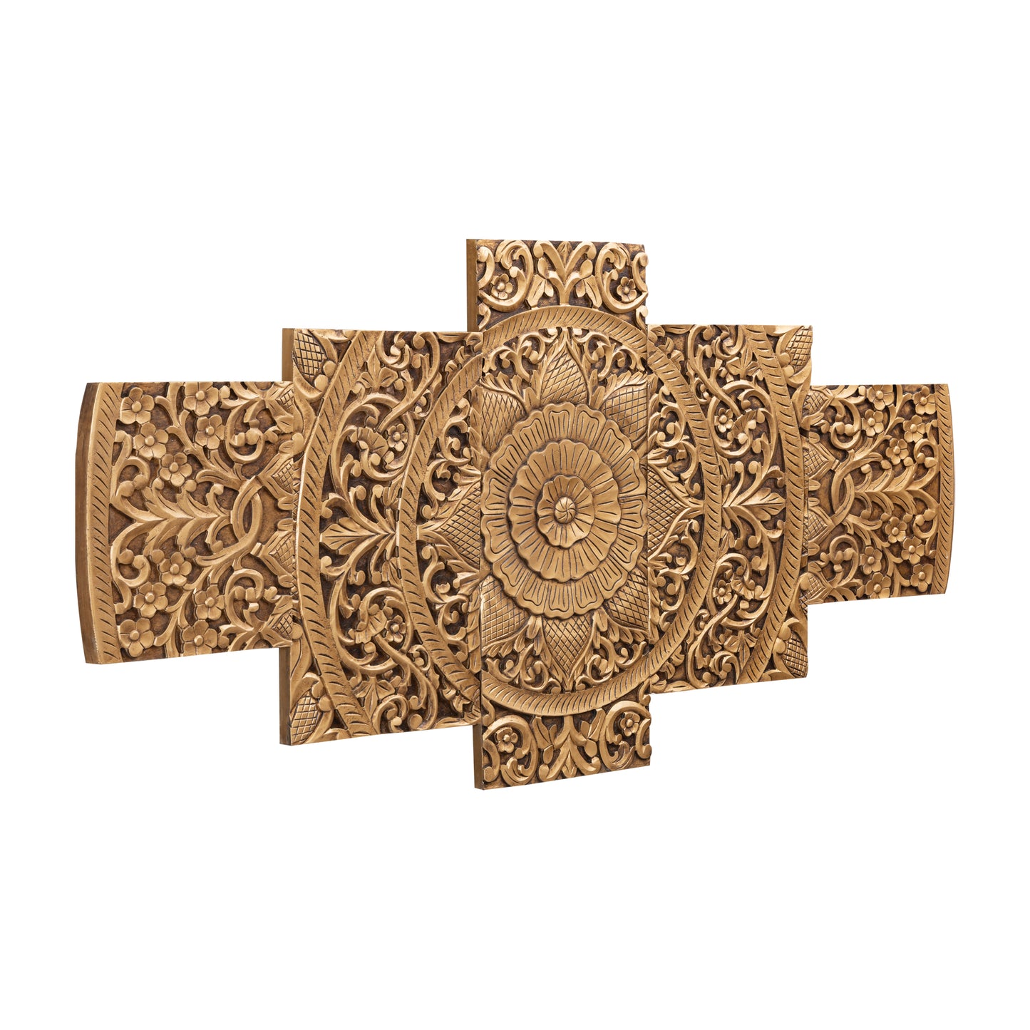 Sharlene Gold Wandpaneel Antiek Gesneden MDF Set van 5 Stuks 90x180x1.5 cm