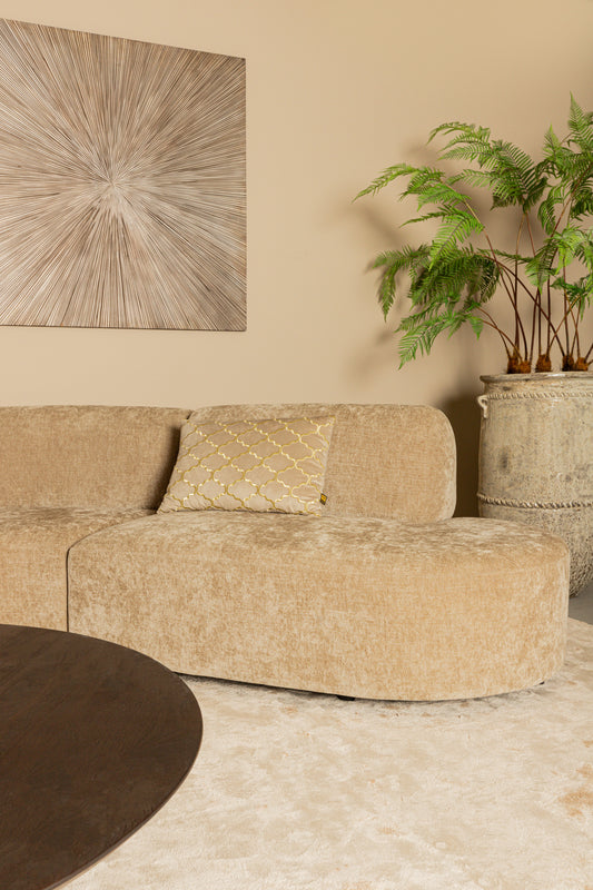 Lujo Sofa Cream Fiore Fabric Right Ottoman