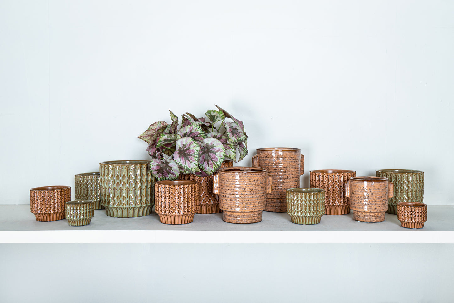 Ruub Orange Glazed Ceramic Pot Motive Round S