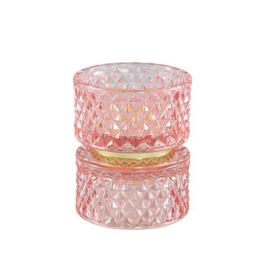 Asiya Roze Glazen Theelicht Goud Middel - Set van 6 10x8.5x8.5 cm