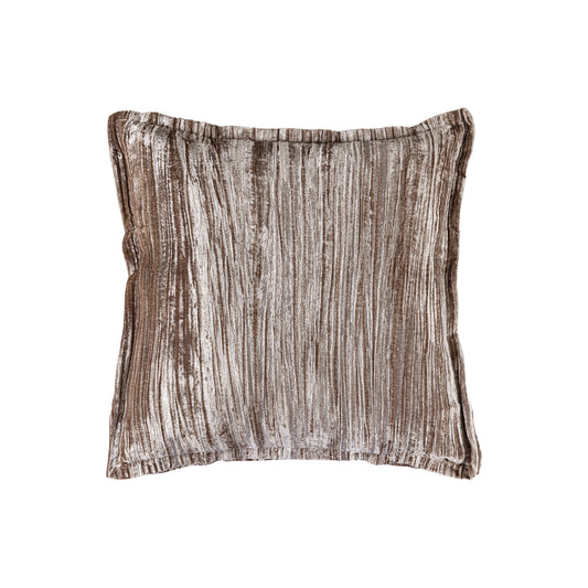 Senny Beige Fluwelen Kussen met Ruche Rand Set van 2 Stuks 60x60x3 cm