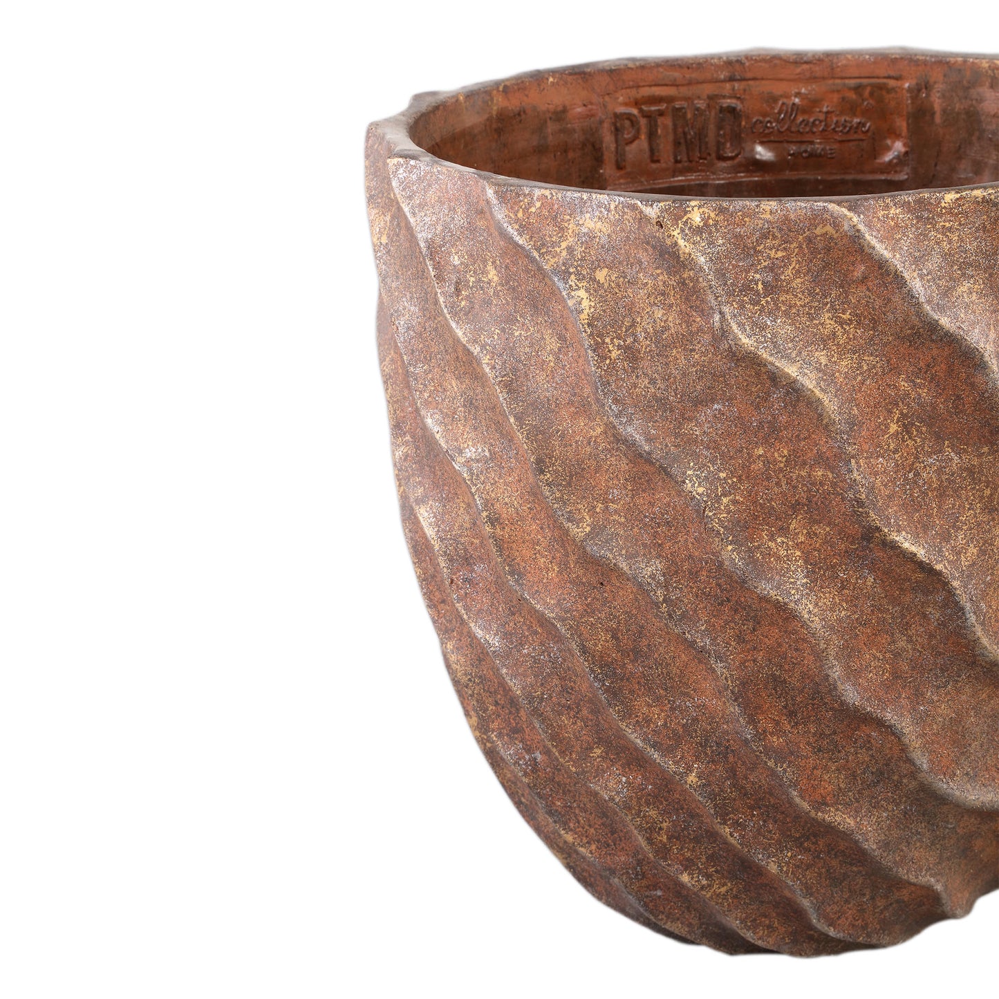Sharlae Brown Cement Pot Wavy Lines Round XXL
