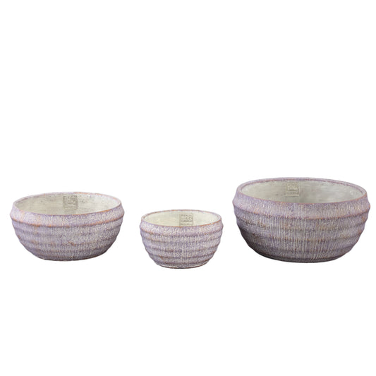 Sary Purple Cement Pot Rond Gouden Afwerking Klein - Set van 8 Stuks 10x18x18 cm