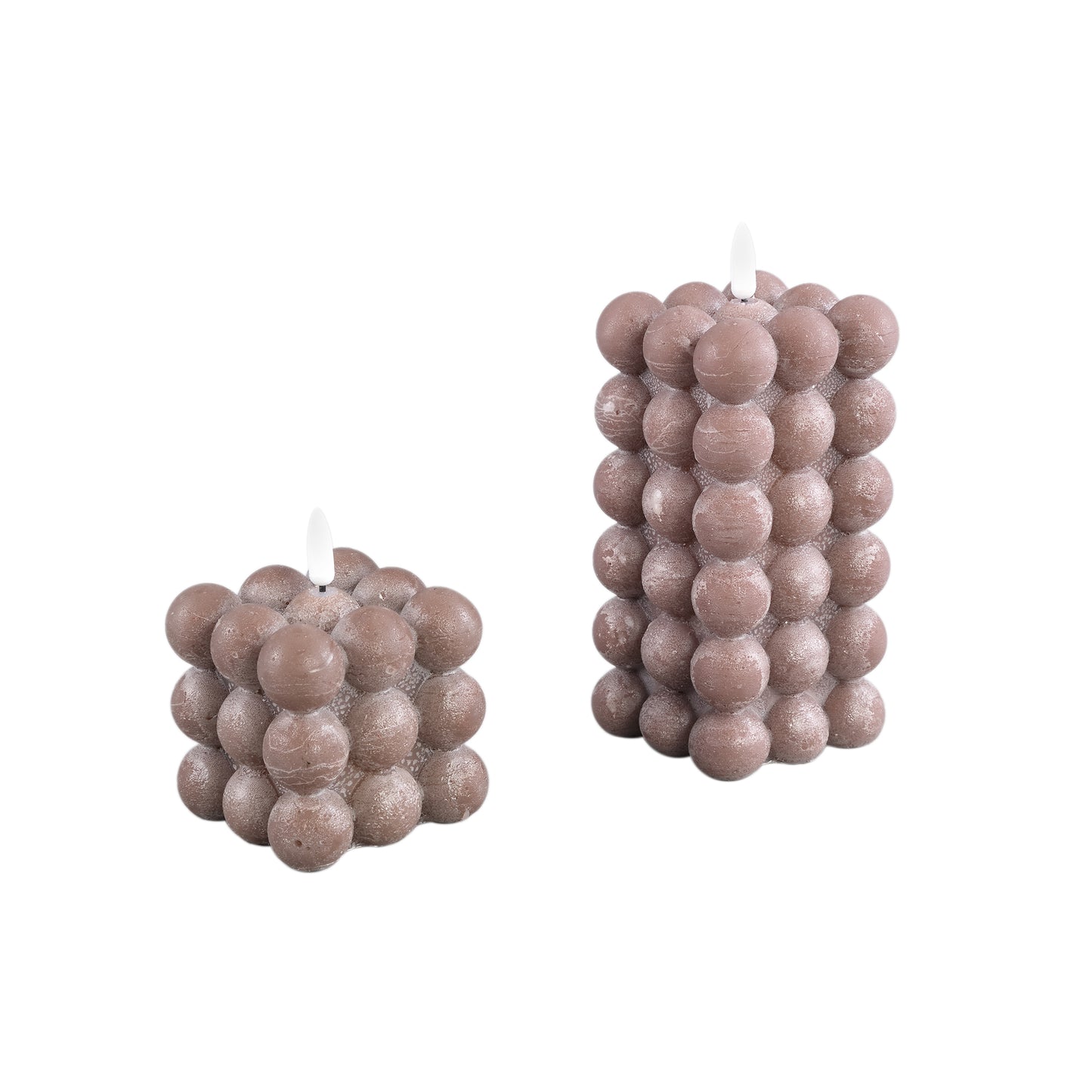 LED Kaars Bruin Bubbel Set van 6 Stuks Flakkerend L 16x8x8 cm