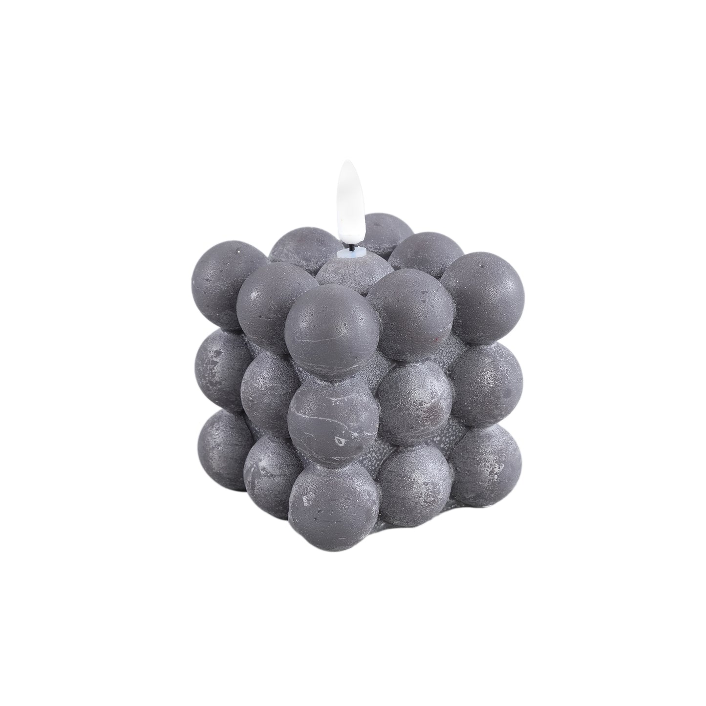 LED-Kaars Swish Grijs Bubbelvorm Flakkerend Set van 6 - 6 Sets 8x8x8 cm