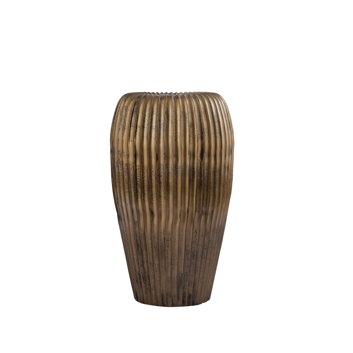 Russel Gouden Aluminium Pot Rond Geribd Laag 50x30x26 cm