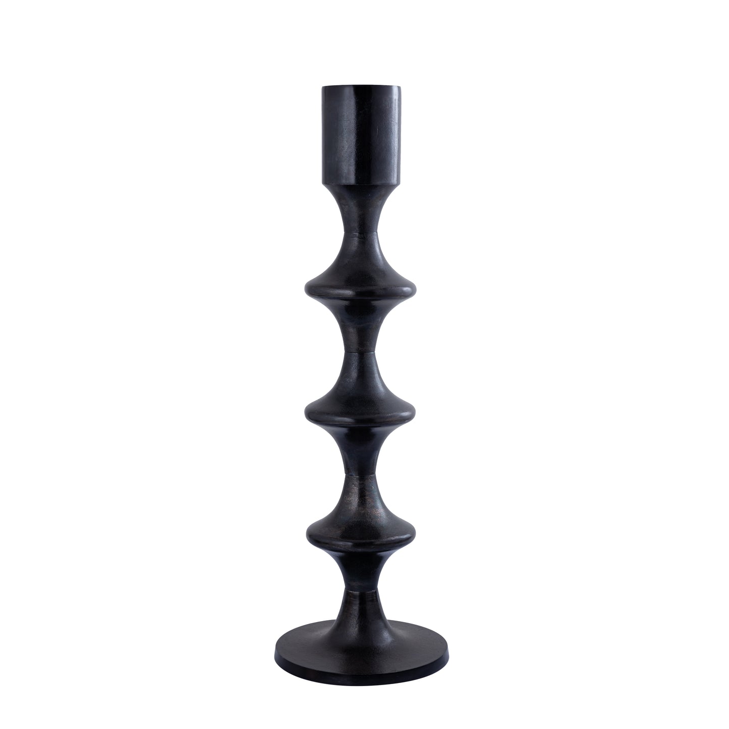 Taika Zwarte Aluminium Ronde Kandelaar Hoog 92x31x31 cm