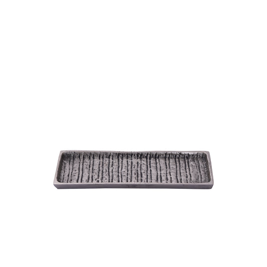 Grail Zilver Aluminium Dienblad Met Strepen Rechthoek Set van 4 - 4 Sets 1.5x30.5x12 cm