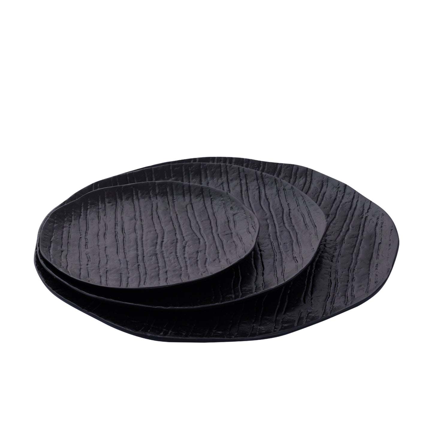 Grail Zwart Aluminium Bord Met Strepen Rond S Set Van 4 Stuks 2x24.5x24.5 cm