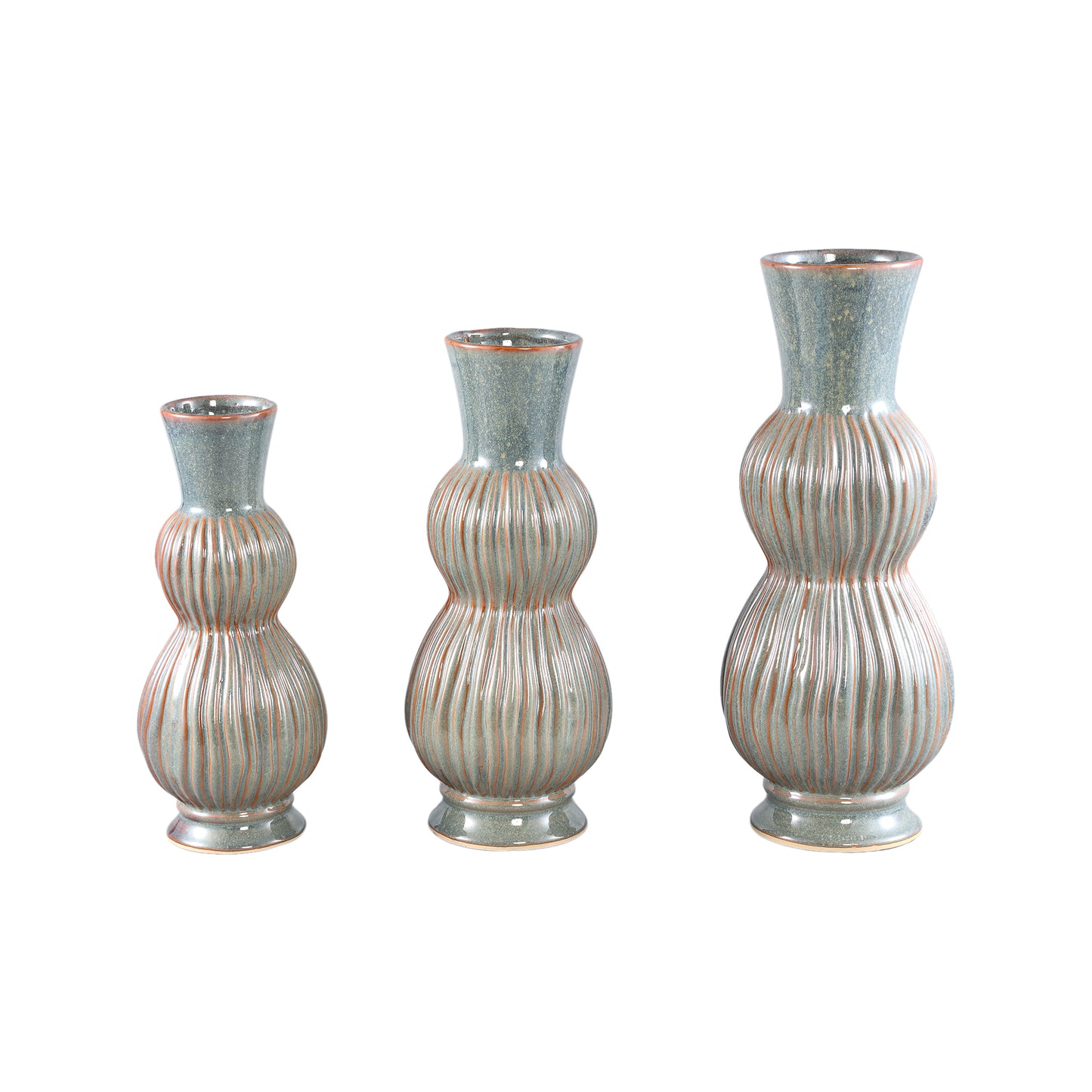 Oswald Blauwe Keramische Pot Hoog Met Bollen Set Van 8 30.5x13x13 cm
