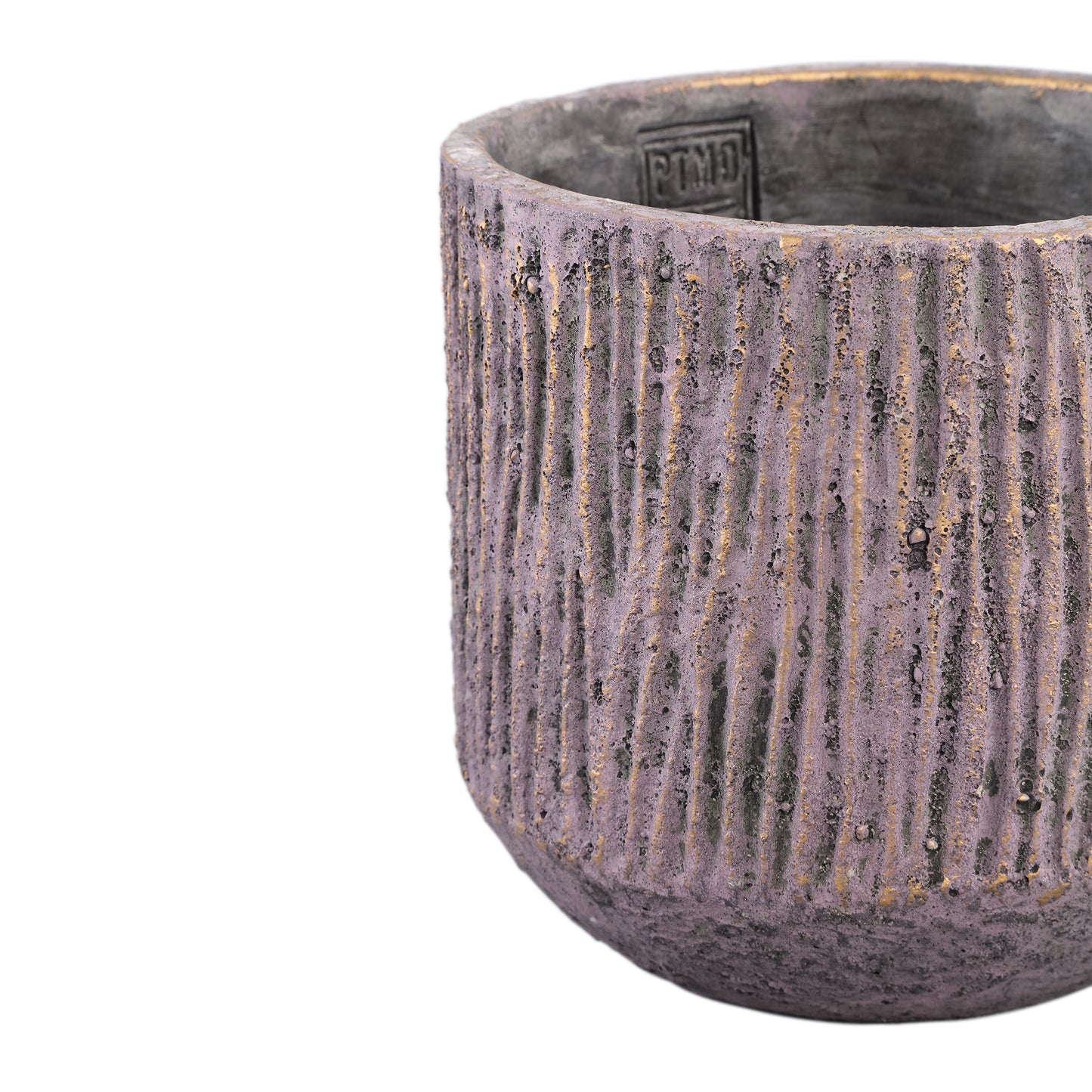 Holden Paarse Cement Pot Rond Goudafwerking Set Van 4 Stuks L - 4 Sets 17x21x21 cm