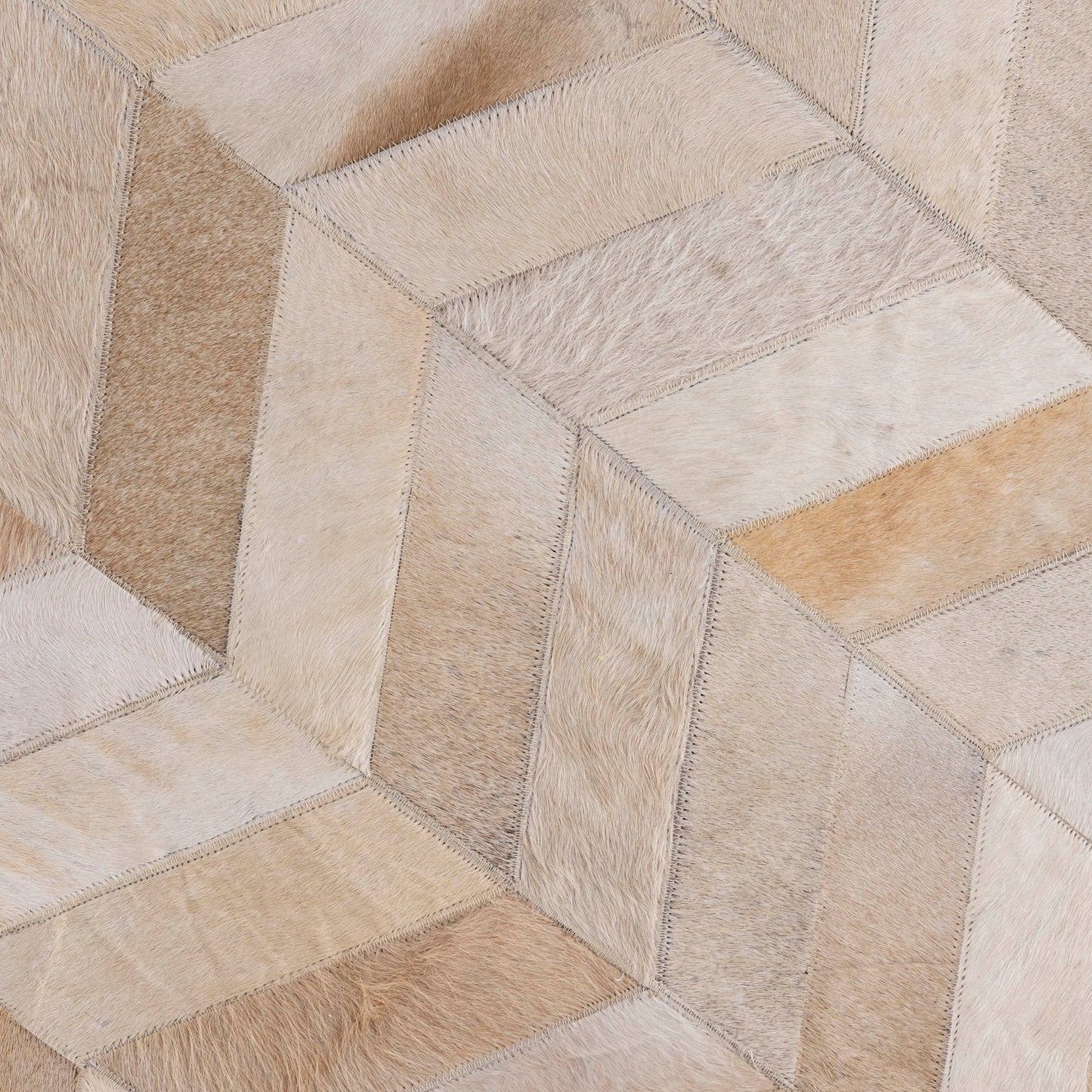 Joanne Beige Cowhair Patchwork Carpet Oval S