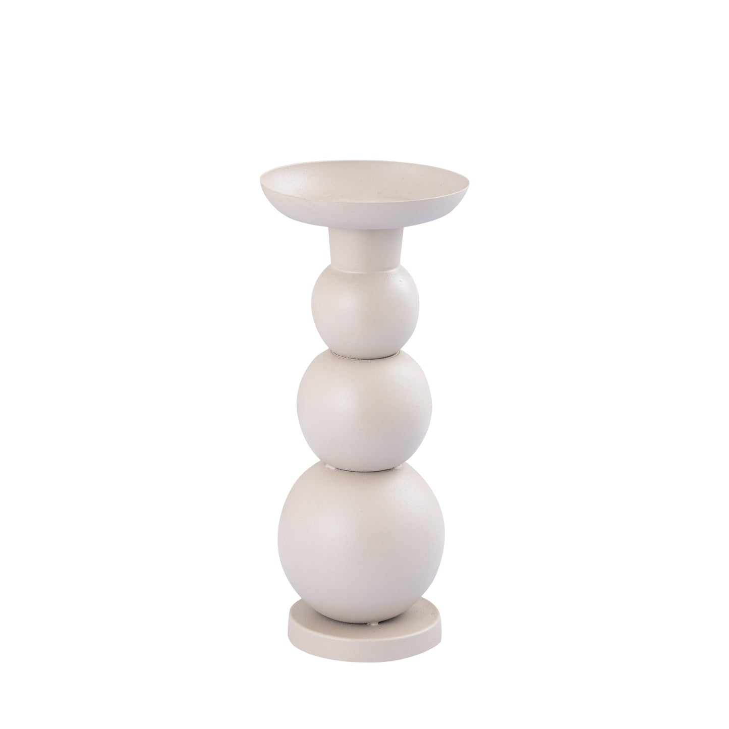 Shannan Crème Ronde Kandelaar Ijzer met Lampjes Set van 2 - 2 Sets 35x15x15 cm