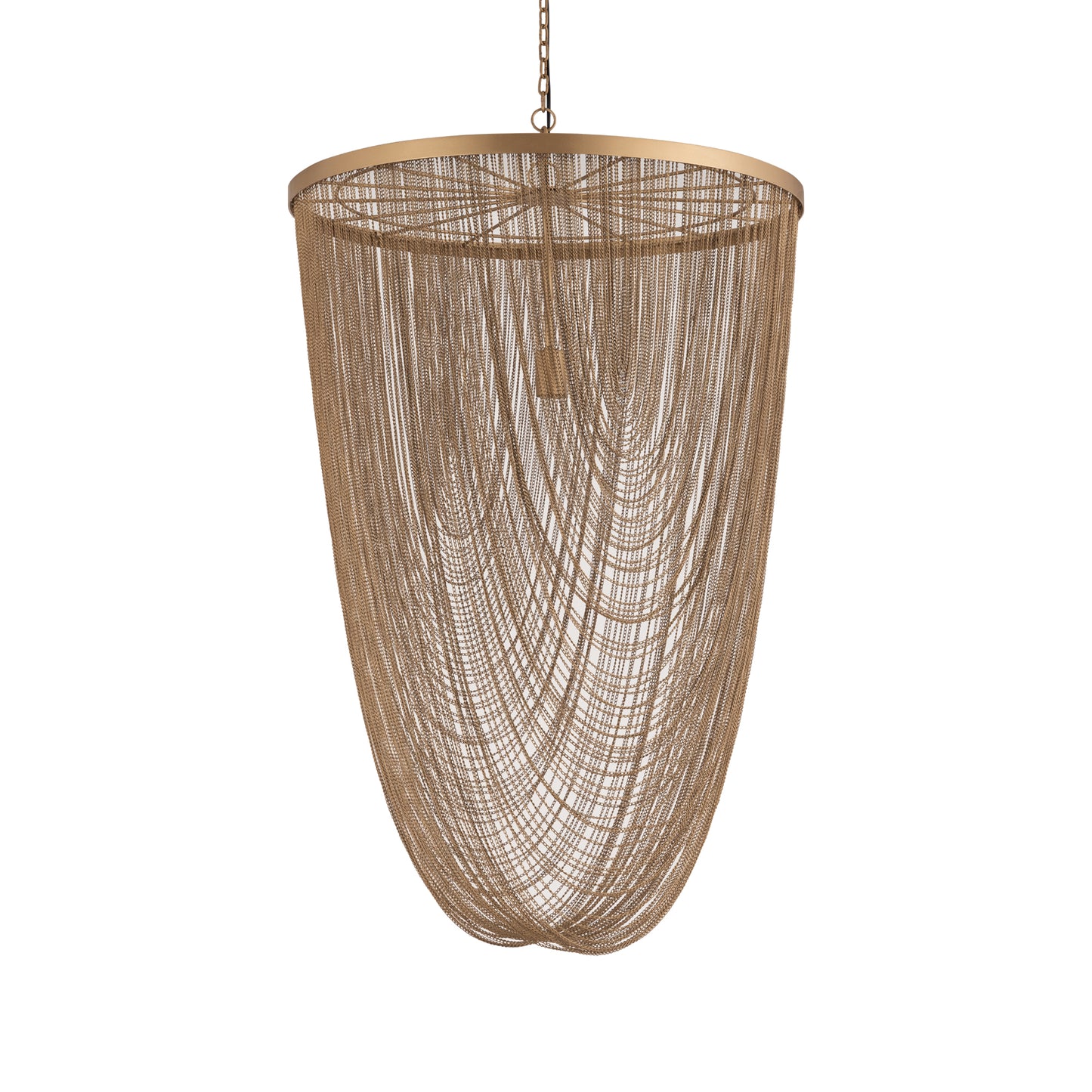 Nishan Gold Iron Chains Round Hanging Lamp L