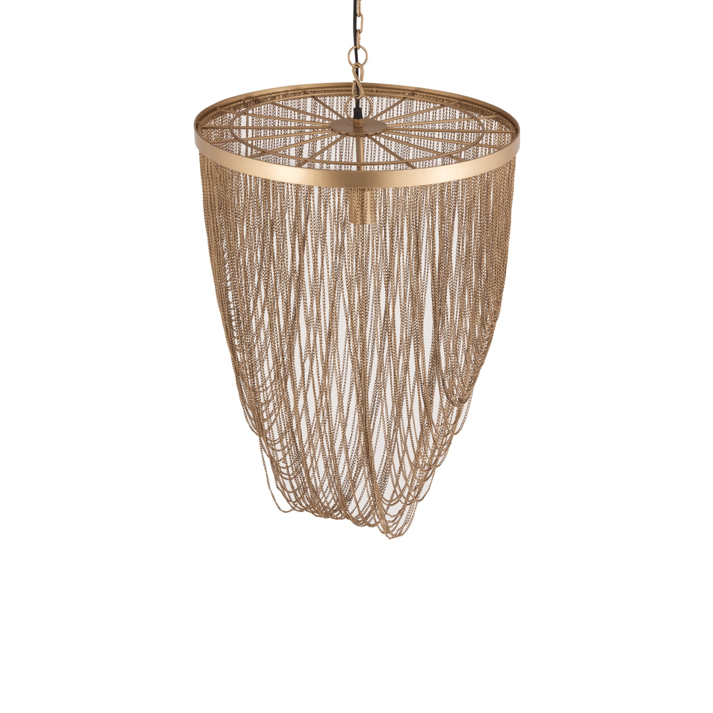 Nishan Gold Iron Chains Round Hanging Lamp S