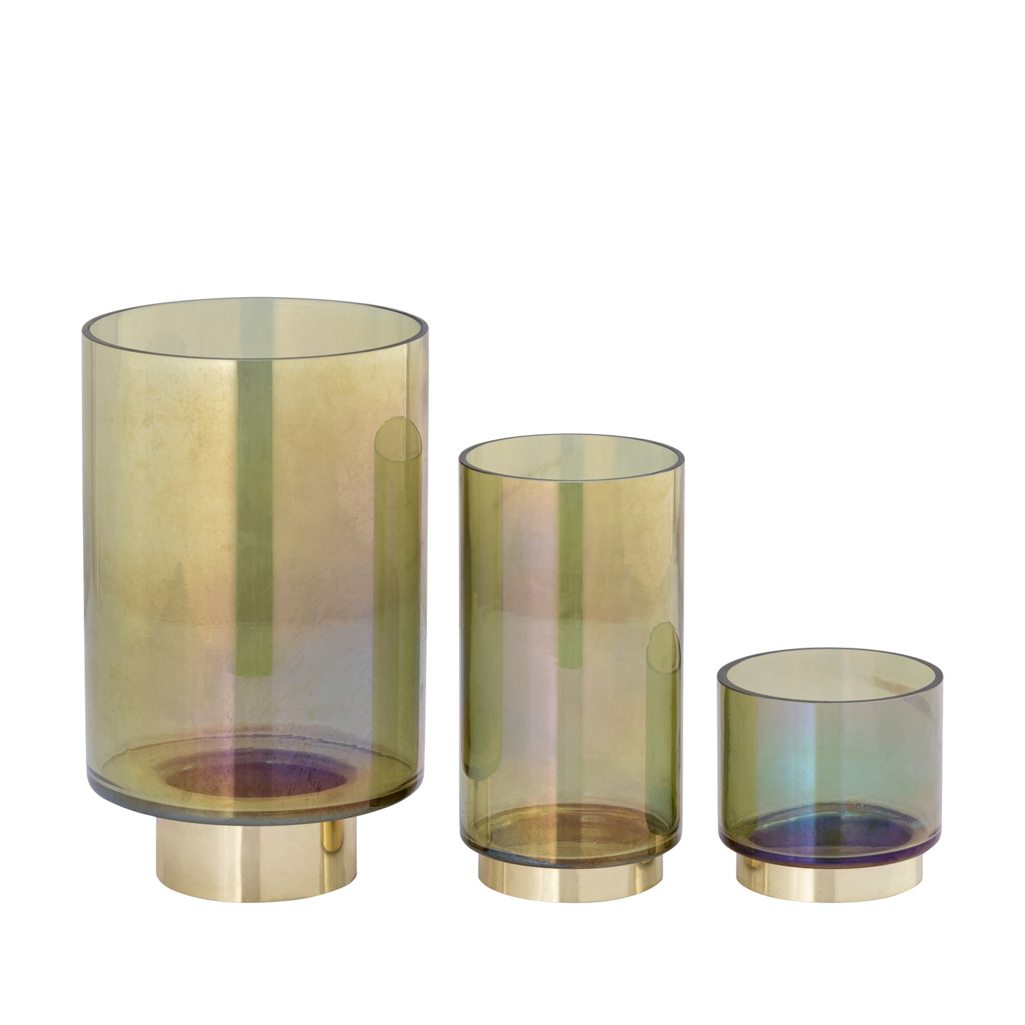 Norah Groen Glazen Theelicht Met Gouden Metalen Voet - Set van 8 10x10x10 cm