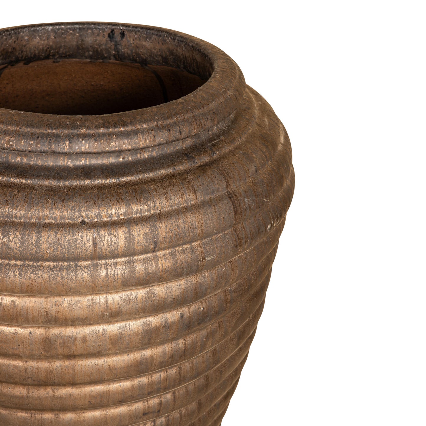 Jerzy Bronzen Keramische Pot Geribbed Rond 70x60x60 cm