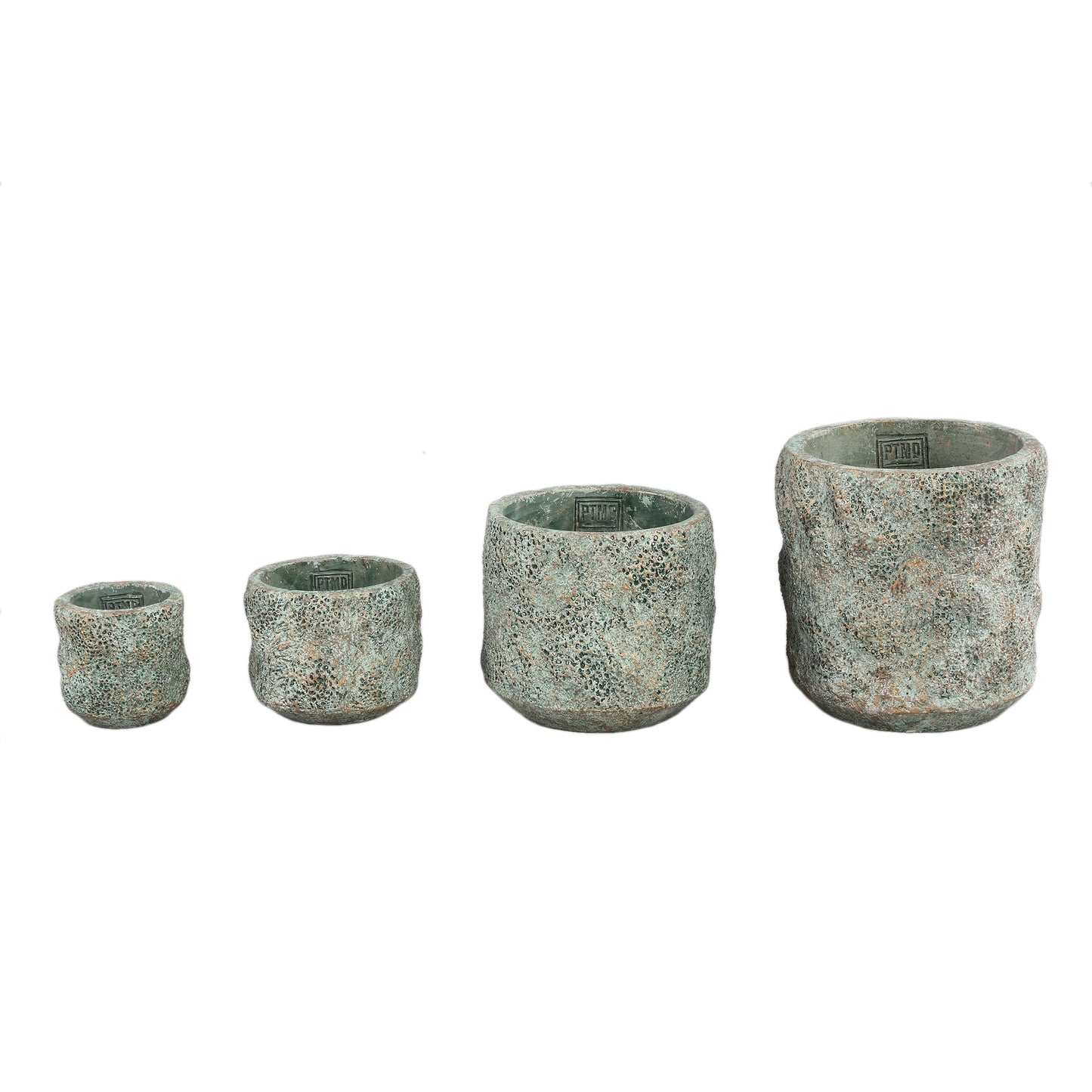 Ailbe Groene Cement Ronde Pot Ruw Patroon S - Set van 12 9x12x12 cm
