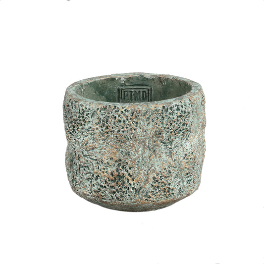 Ailbe Groene Cement Ronde Pot Ruw Patroon S - Set van 12 9x12x12 cm