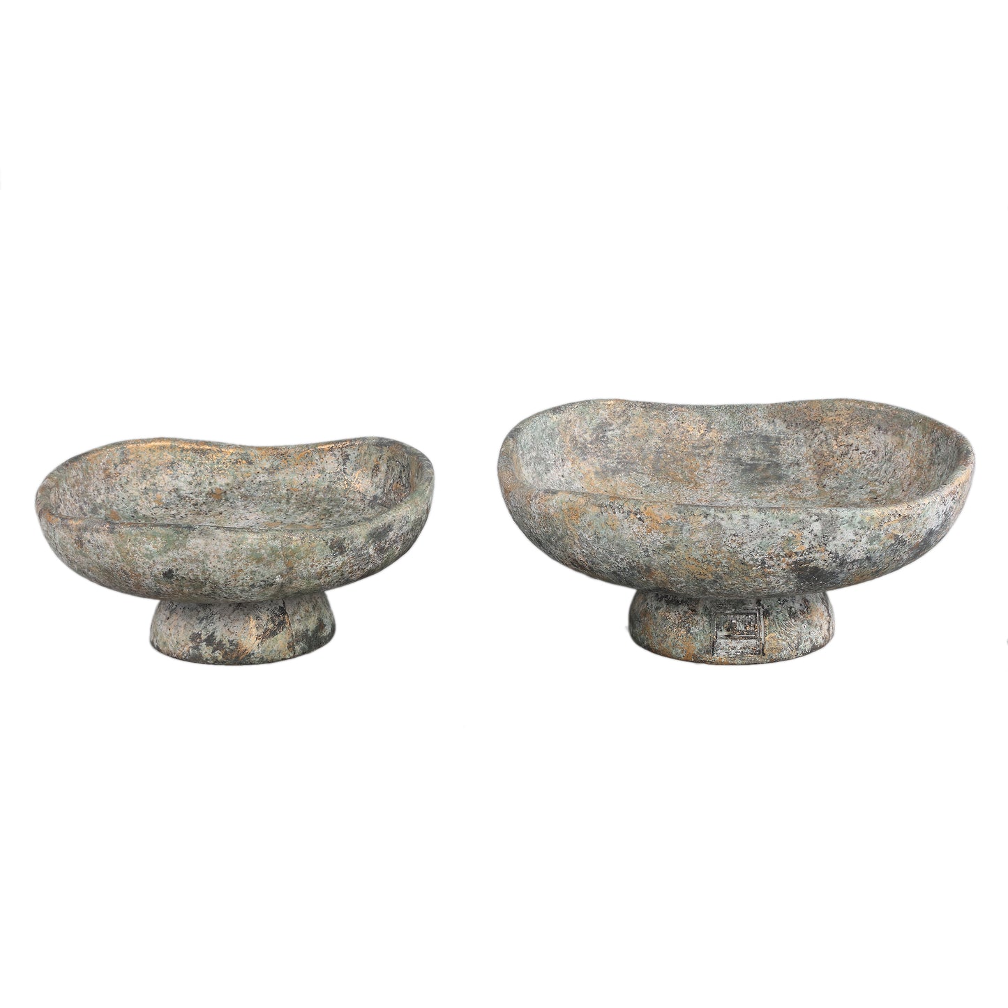 Rokas Grijze Cement Schaal Op Voet S Set van 6 Stuks 11x26x26 cm