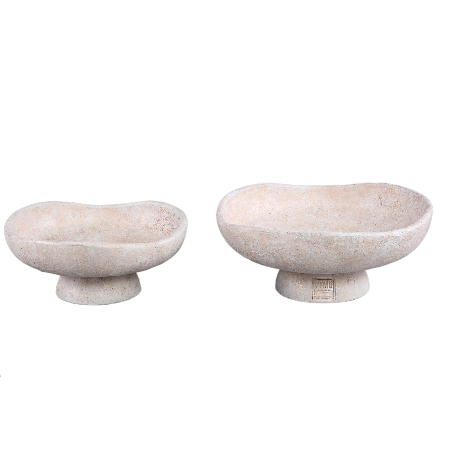 Rokas Witte Cement Schaal Op Voet S - Set van 6 Stuks 11x26x26 cm