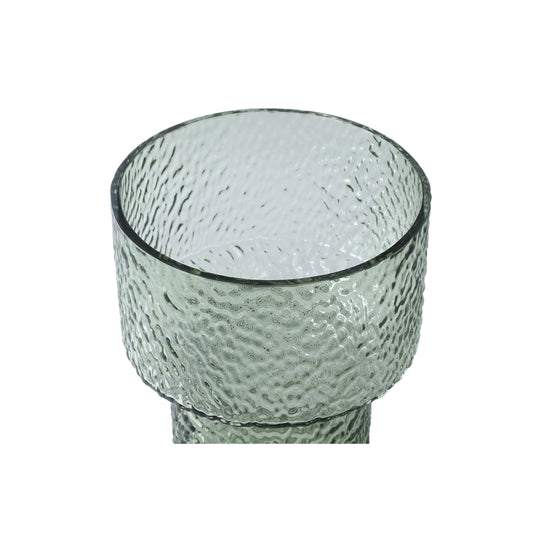 Blane Groen Gestippelde Glazen Vaas Rond Brede Rand L 30x21x21 cm